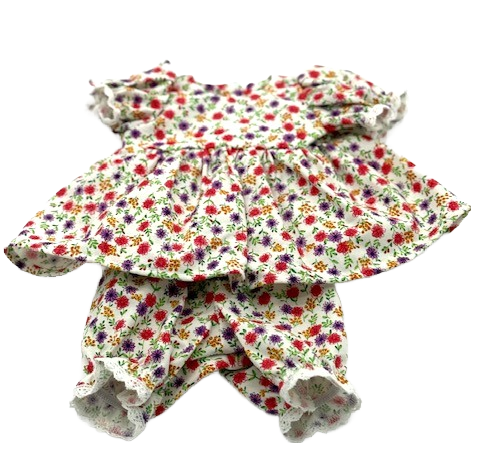 Beige Floral 15-inch doll Dress and Bloomers