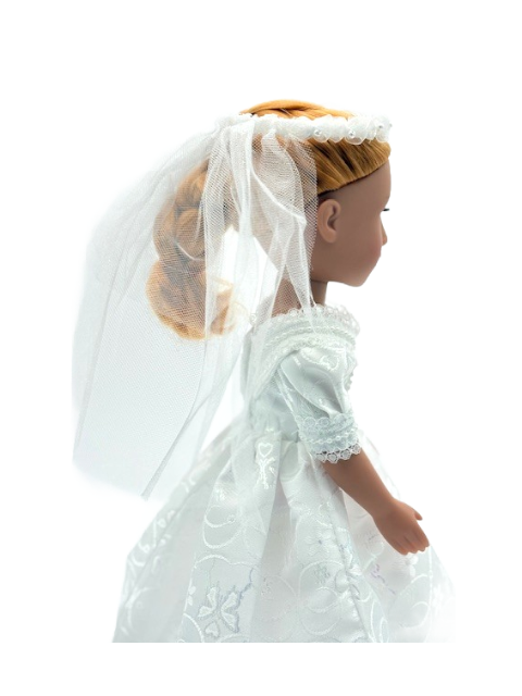 White Embroidered Gown with beads