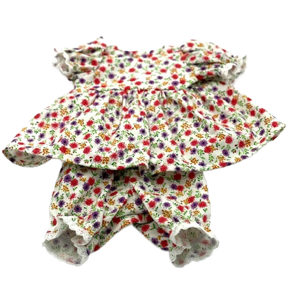 Beige Floral 15-inch doll Dress and Bloomers