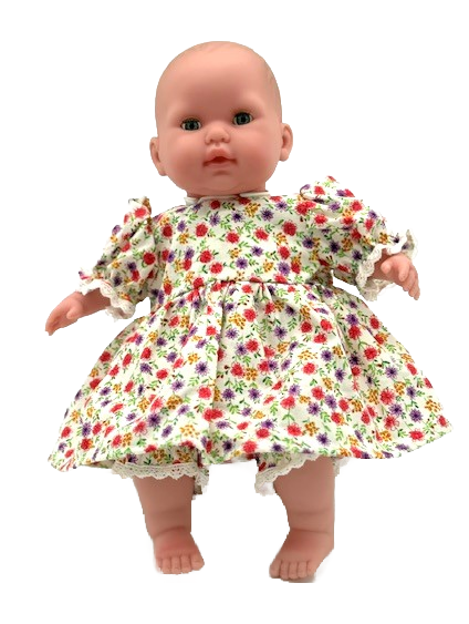 Beige Floral 15-inch doll Dress and Bloomers