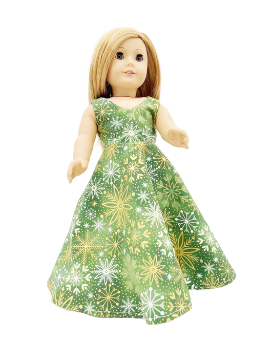 Festive Green and Gold Holiday Gown