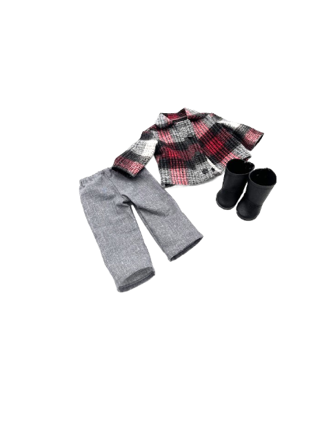 Gray and Red Plaid Jacket