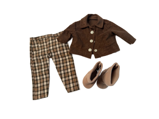 Brown Jacket & Plaid Pants Outfit