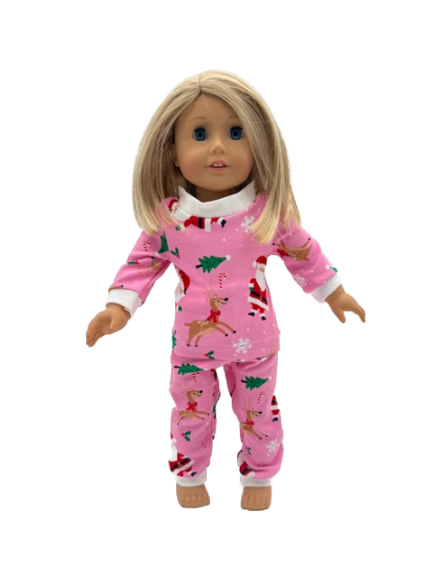 Pink Santa and Reindeer Pajama Set