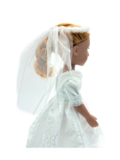 White Embroidered Gown with beads