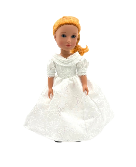 White Embroidered Gown with beads