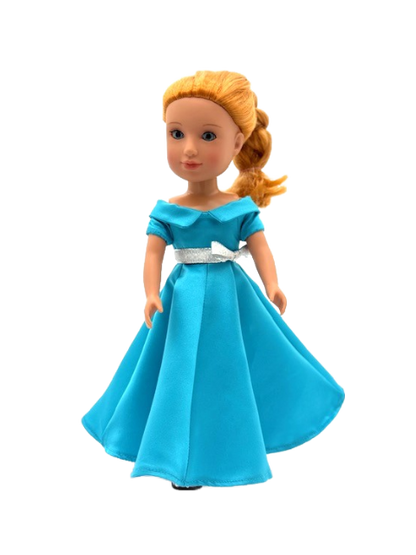 Teal Satin Party Dress