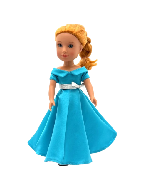 Teal Satin Party Dress